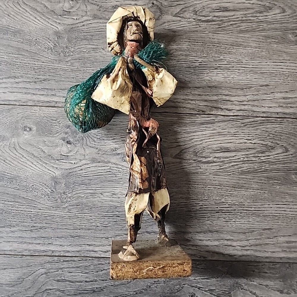 Vintage Mexican Folk Art Paper Mache Figure Handmade Authentic Hardworking Man